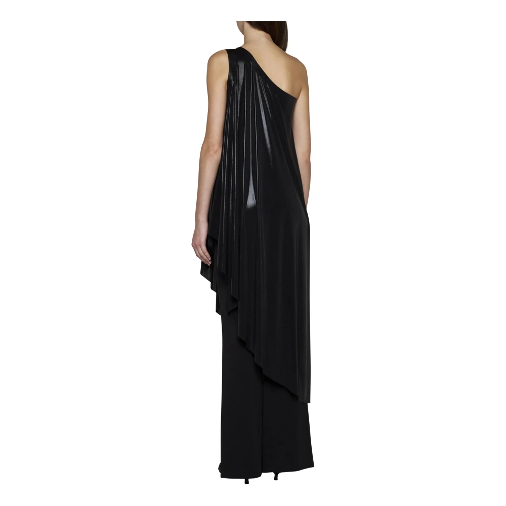 Norma Kamali Zwarte One-Shoulder Draperende Jurk Black Dames
