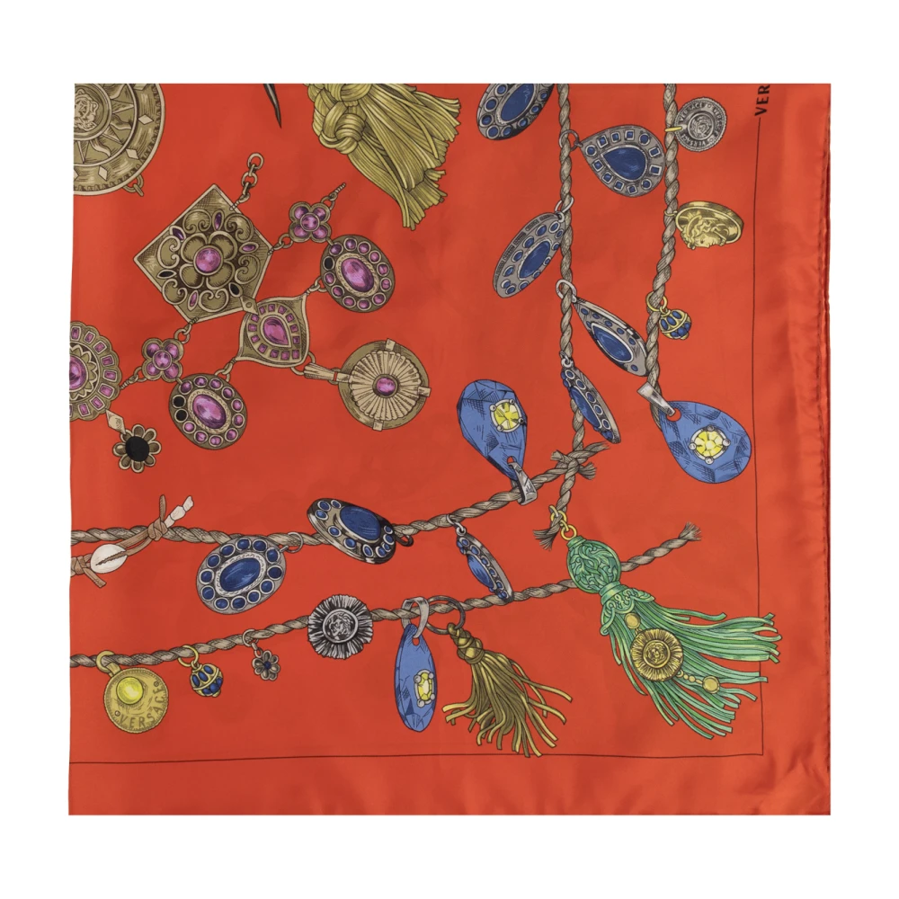 Versace Unisex Rosso - Foulard En Soie Imprimé Bijoux Brisés - Accessories - One Size