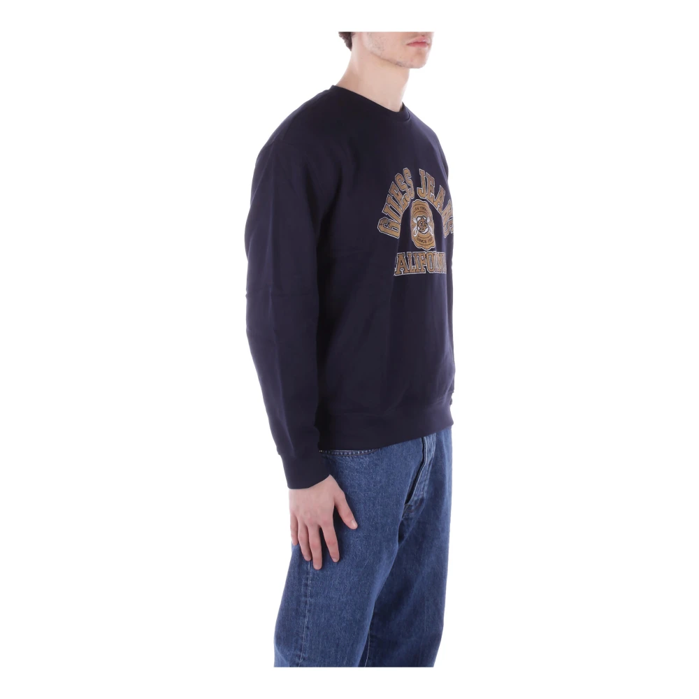 Guess Blauwe Logo Front Sweater Blue Heren