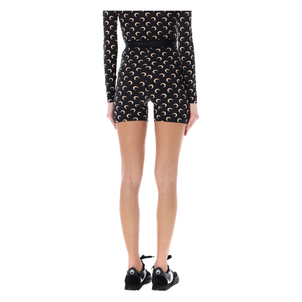 Marine Serre Zwarte Moon Yoga Shorts Black Dames
