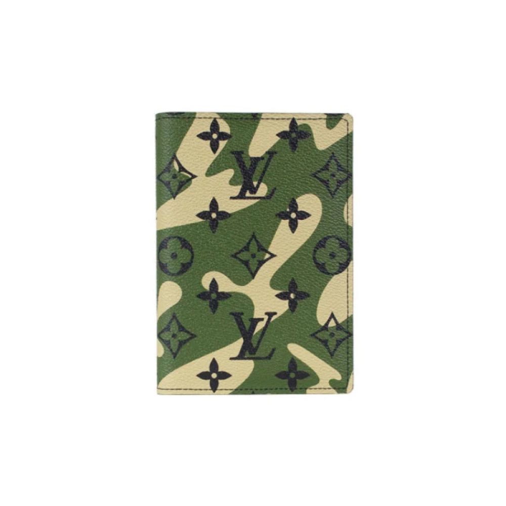 Louis Vuitton Camo Monogram Portemonnee Murakami Stijl Green Unisex