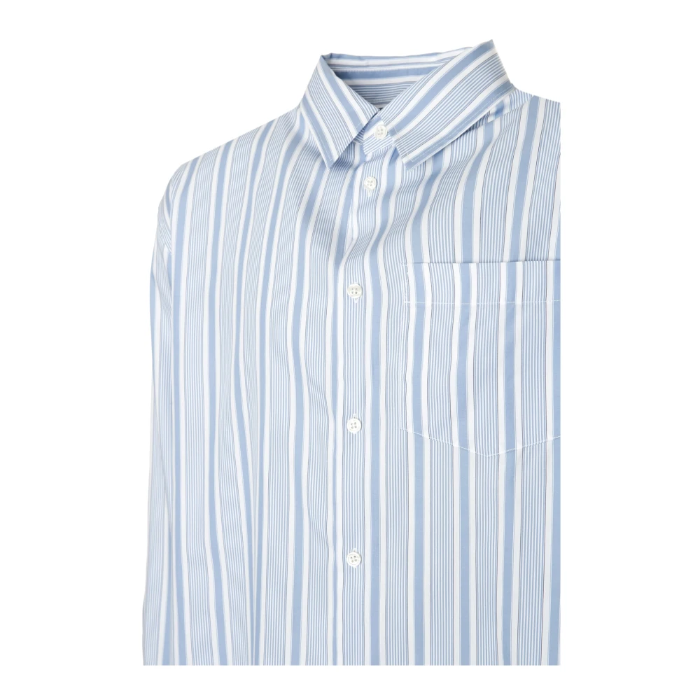 drykorn Gestreept Boxy Shirt met Kent Kraag Blue Heren