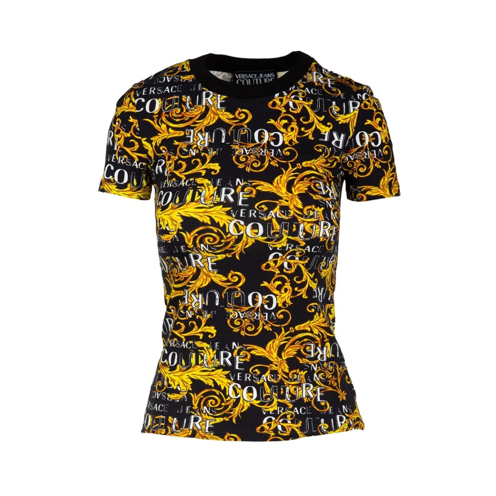 Versace Jeans Couture Bedrukt aansluitend T-shirt voor dames Black Dames