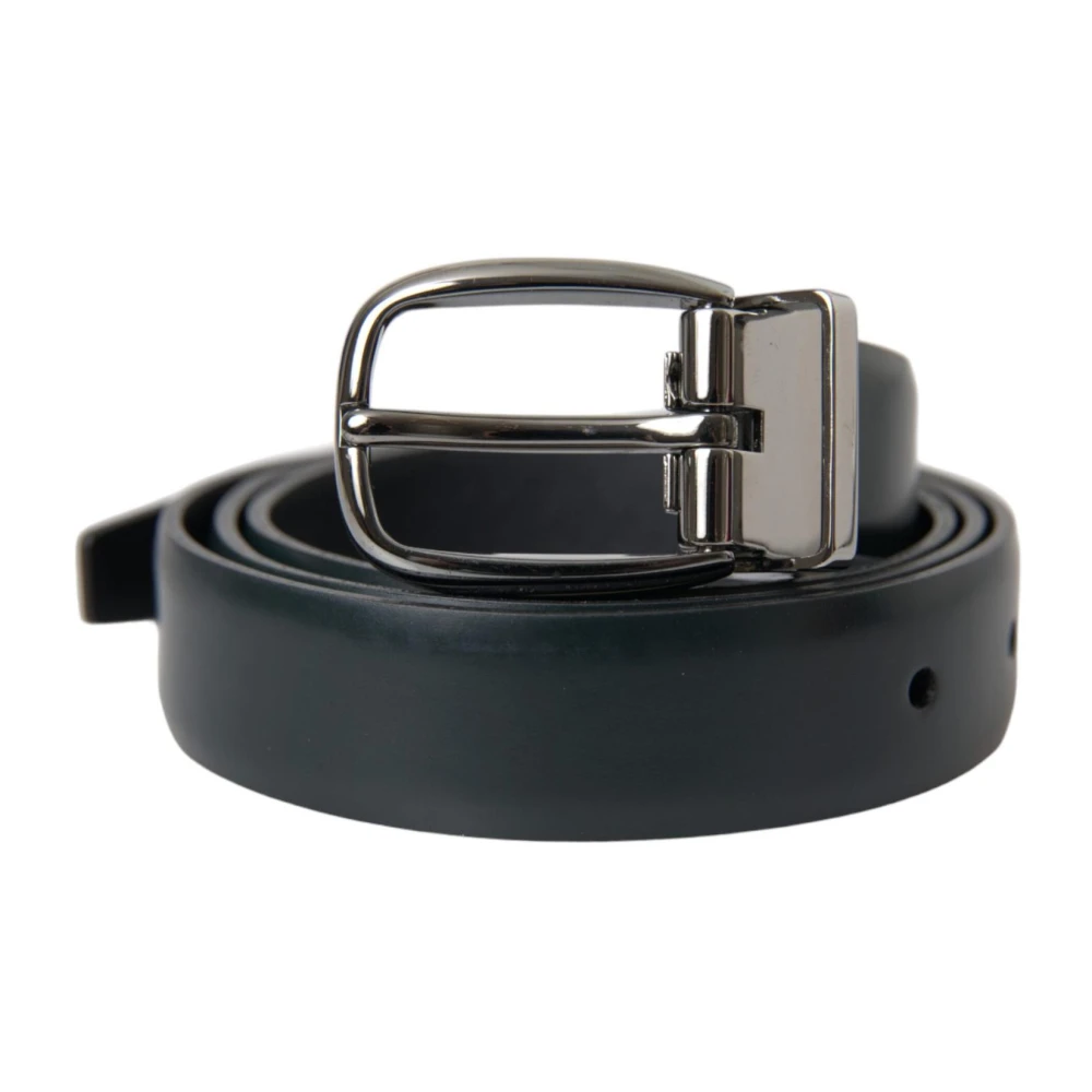 Dolce & Gabbana Zwart Leren Metalen Gesp Riem Mannen Black Heren