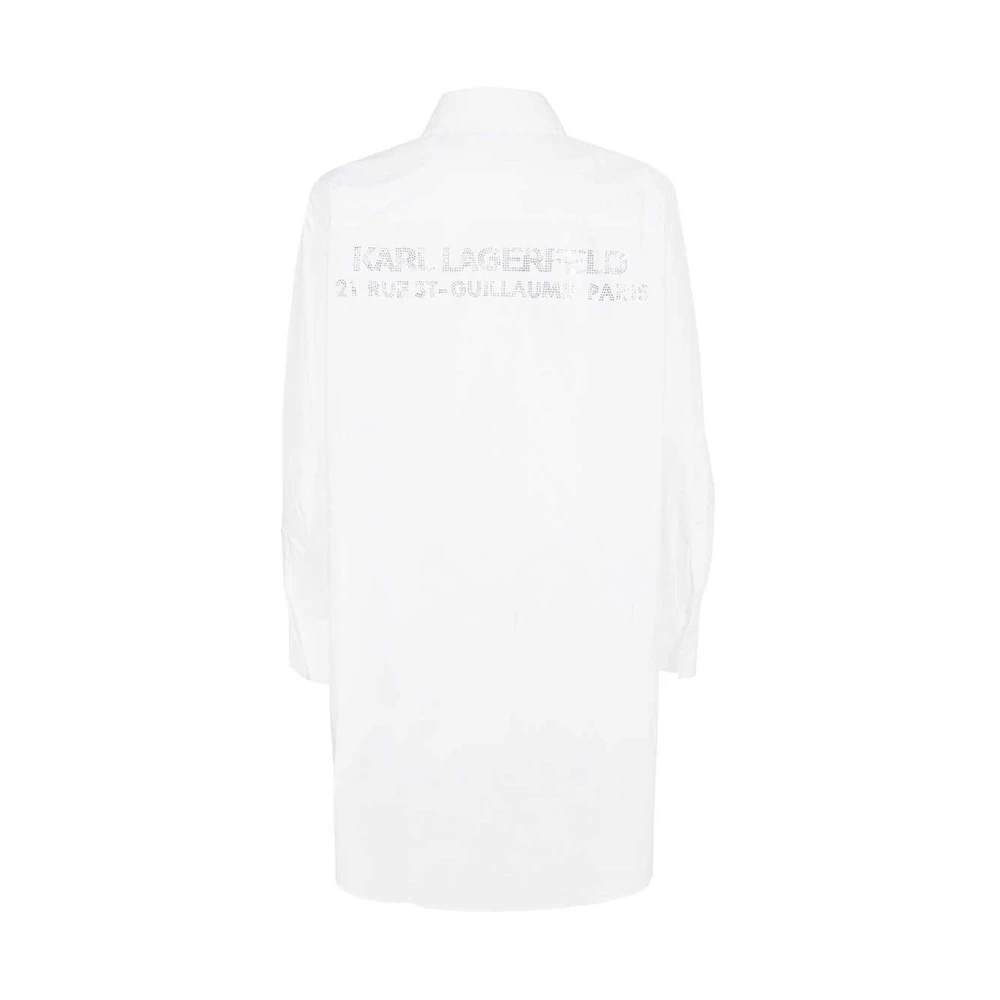 Karl Lagerfeld Katoenen Shirt met Rhinestone Logo White Dames
