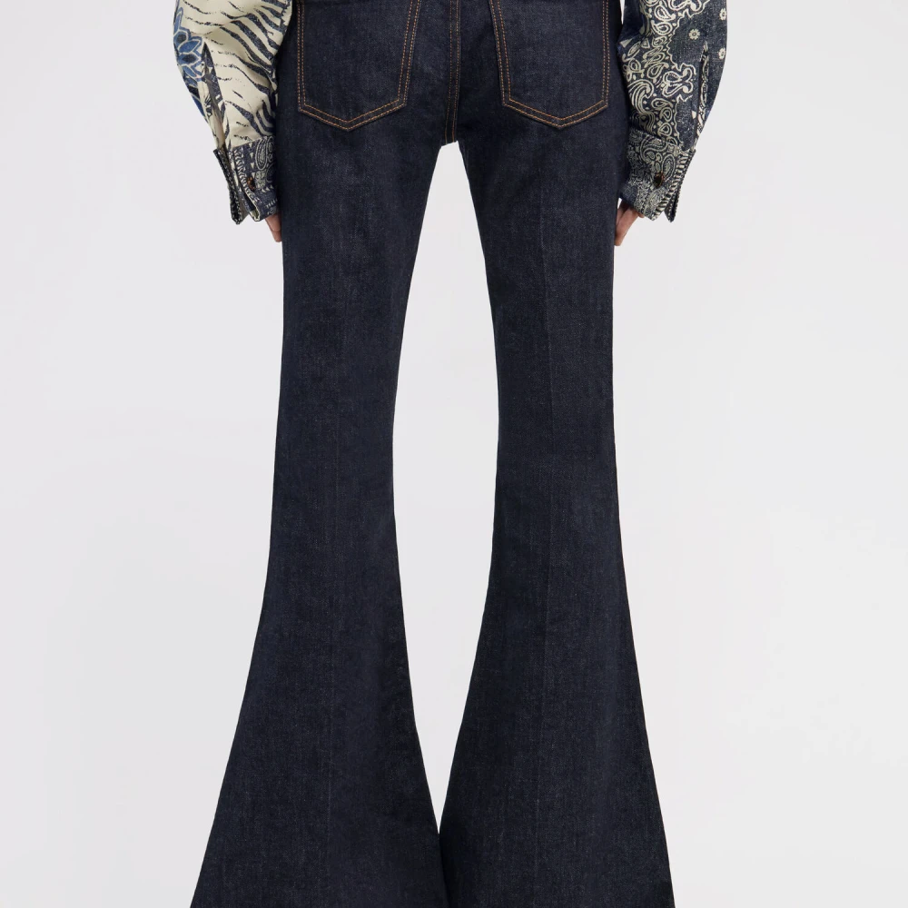 Roberto Cavalli Flared Jeans Rits Knoopsluiting Zakken Blue Dames