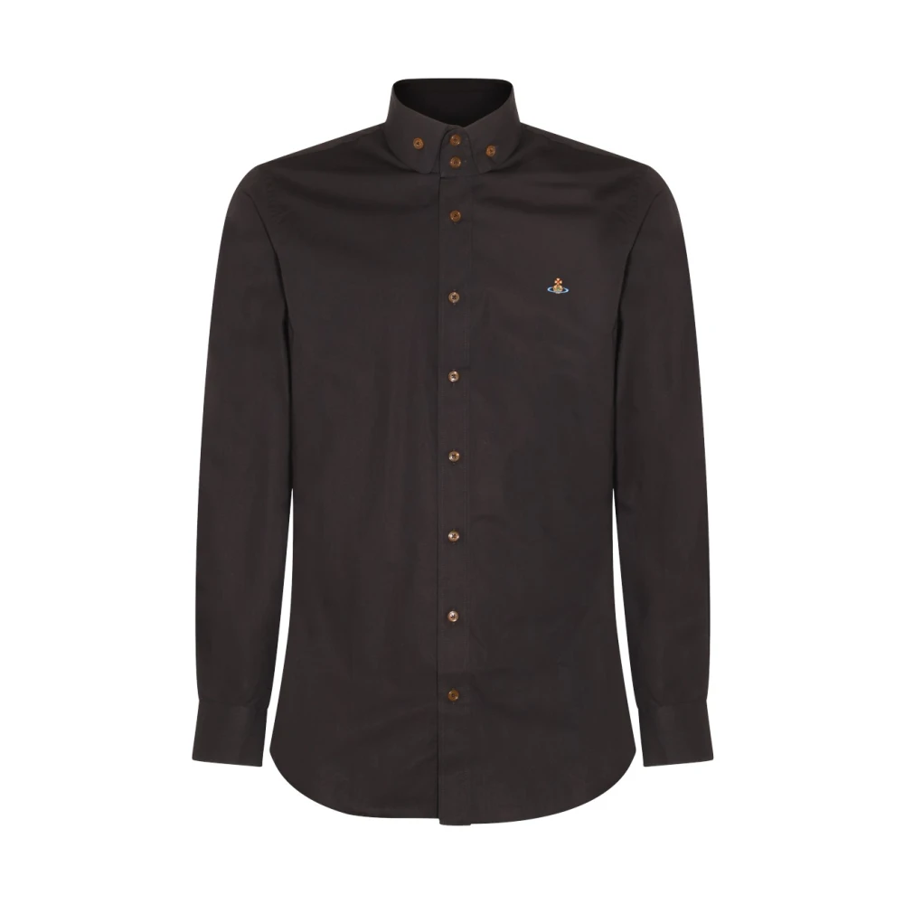 Vivienne Westwood Camisa Negra De Algodón Con Logo Orb Shirts Hombre Negro Xl