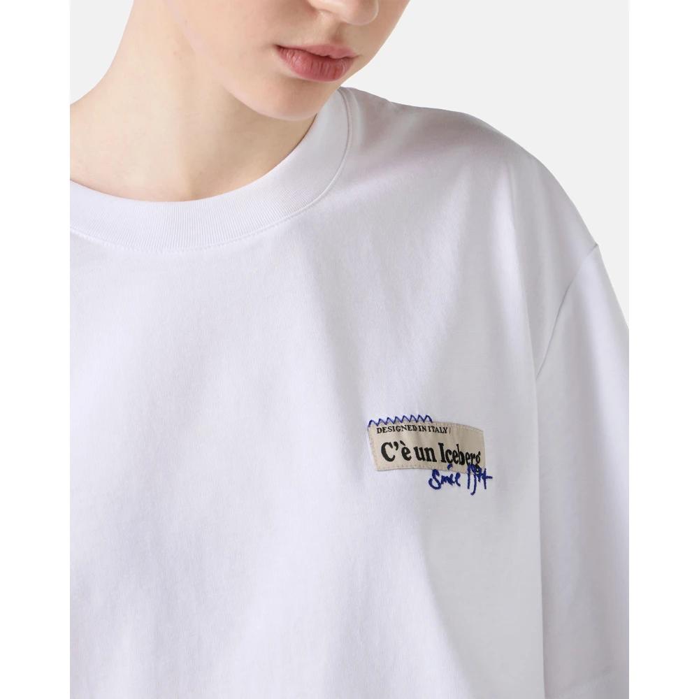 Iceberg Wit bijgesneden pasvorm jersey T-shirt White Dames