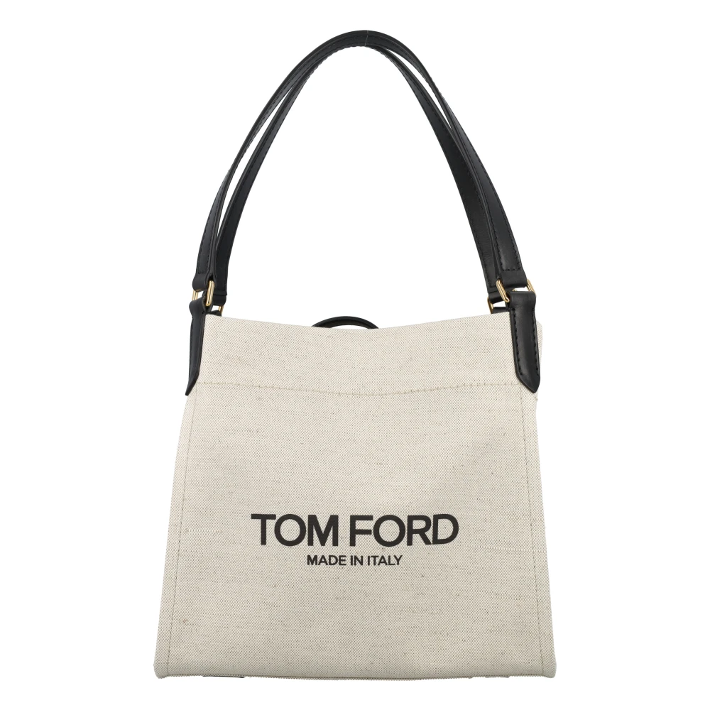 Tom Ford Canvas Medium Smooth Leather Calf Tas White Dames