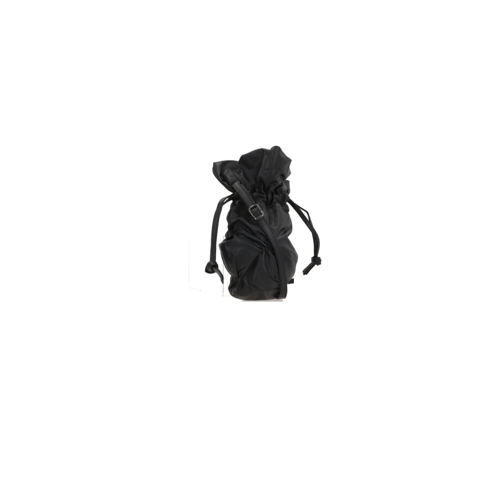 Yohji Yamamoto Zwarte leren crossbody tas met rutenium hardware Black Dames