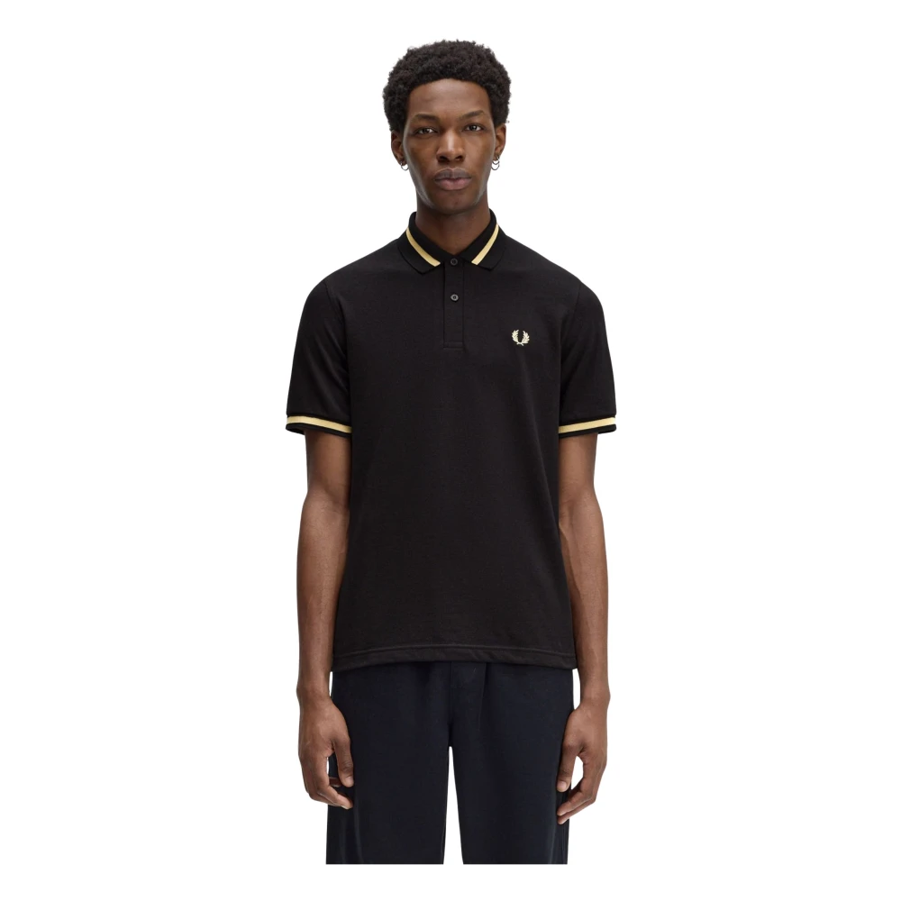 Fred Perry Men's Black Polo Shirts, 2XL, /Champagne Single Tipped Shirt