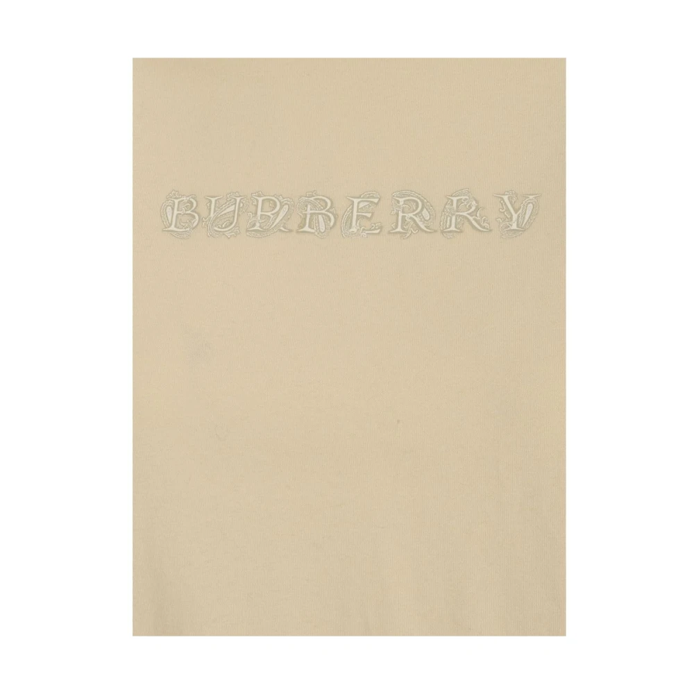 Burberry Iconisch Logo Katoenen T-Shirt Beige Dames