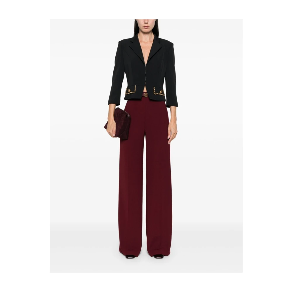 Elisabetta Franchi Zwarte Ketting-Trim Jas Black Dames