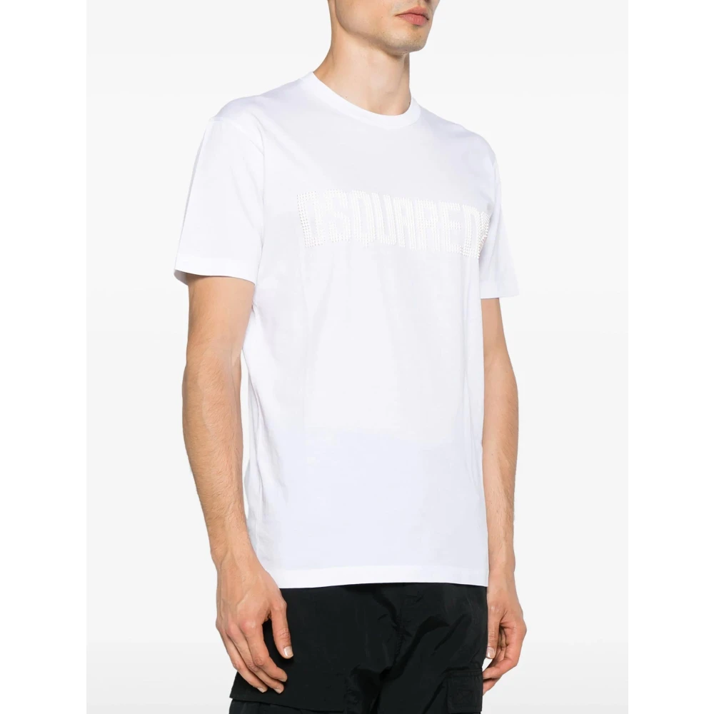 Dsquared2 Kristal Logo T-shirts en Polos White Heren