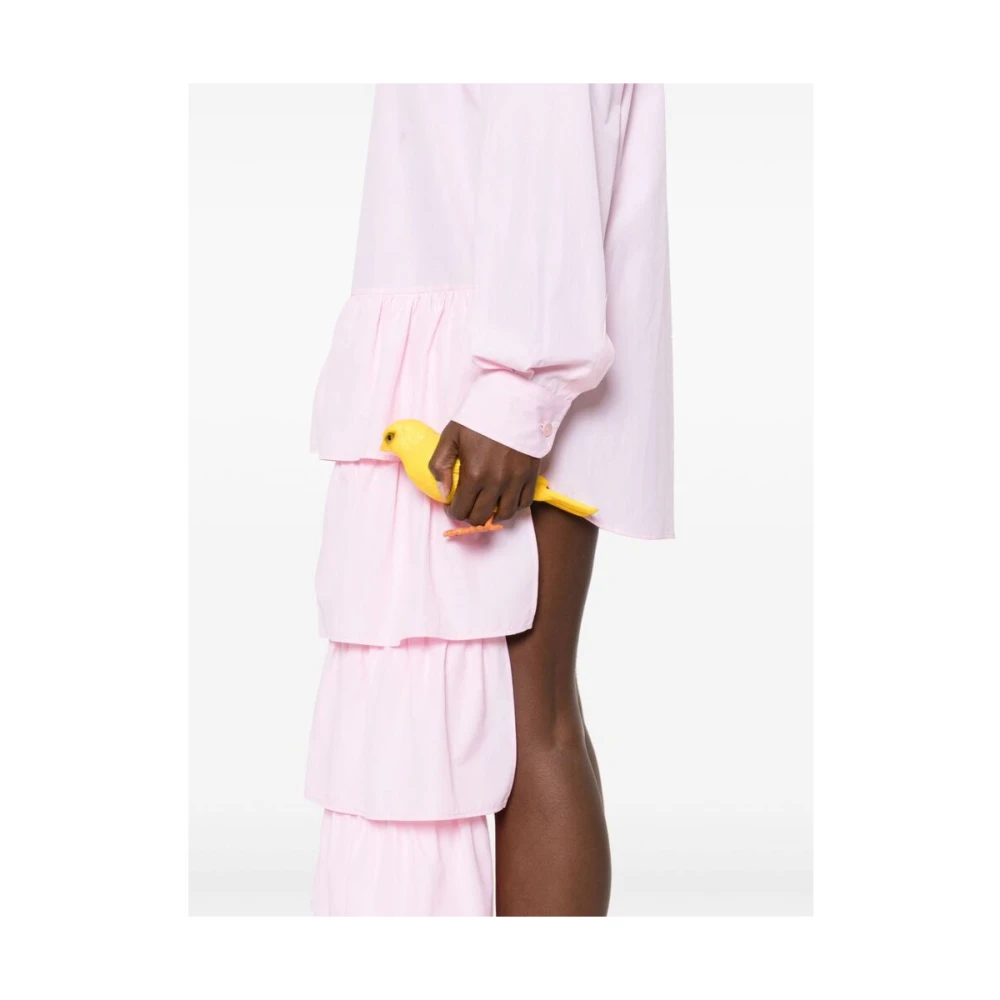 Moschino Roze Gerimpelde Jurk Pink Dames