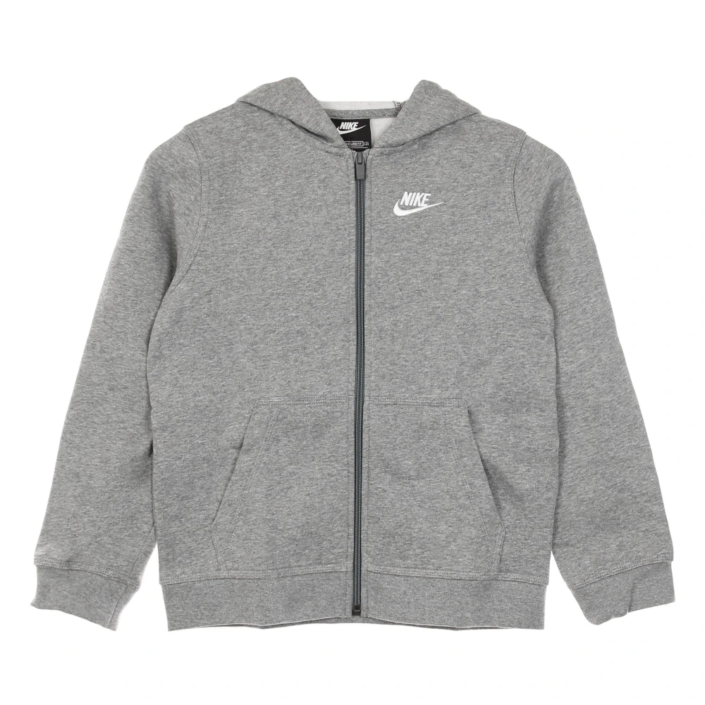 Nike Pojkar Zip Hoodie Club Carbon Heather Gray, Pojke