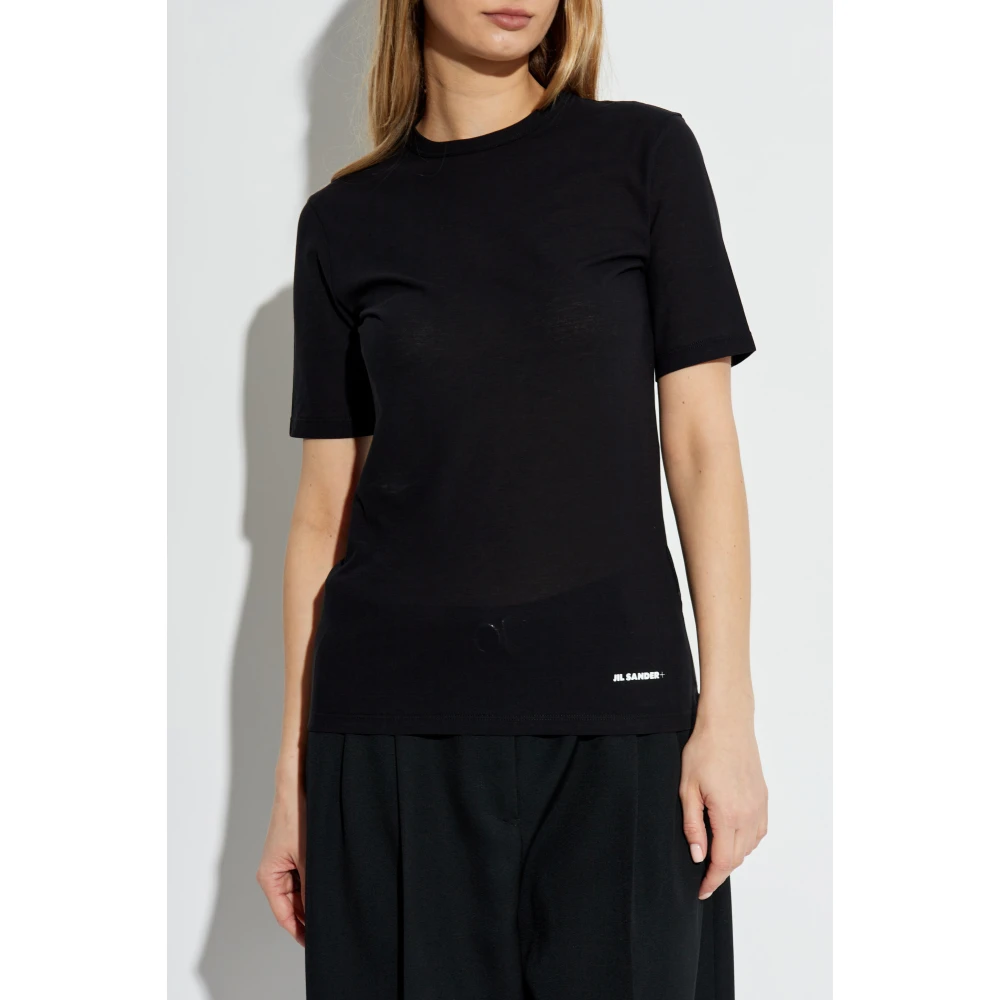 Jil Sander T-shirt met logo Black Dames