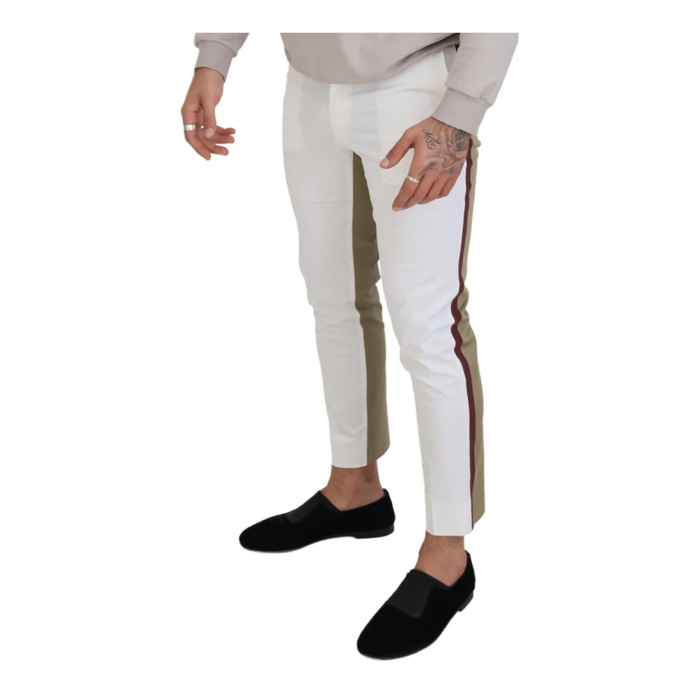 Dolce & Gabbana Chique tweekleurige katoenen broek White Heren