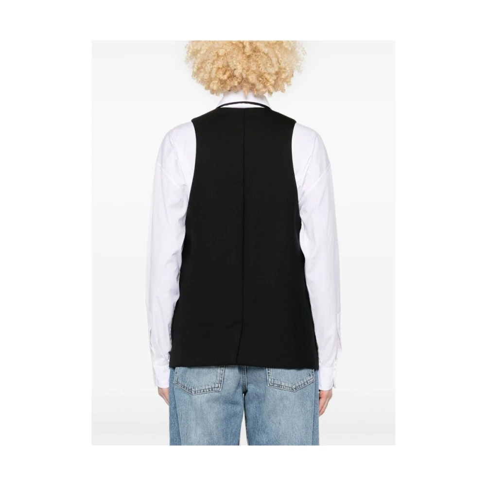Tela Zwarte V-hals Mouwloos Vest Black Dames