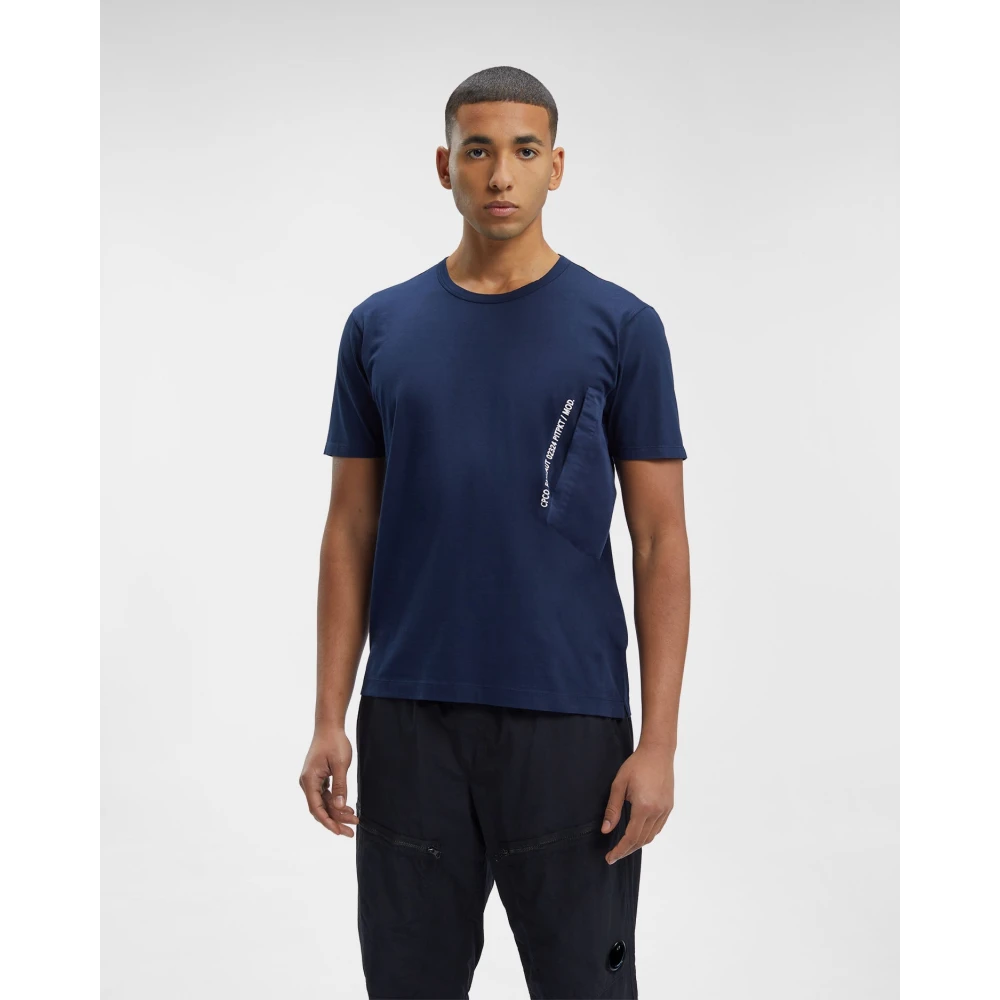 C.P. Company Gemerzeriseerd Jersey Zak T-shirt Blue Heren