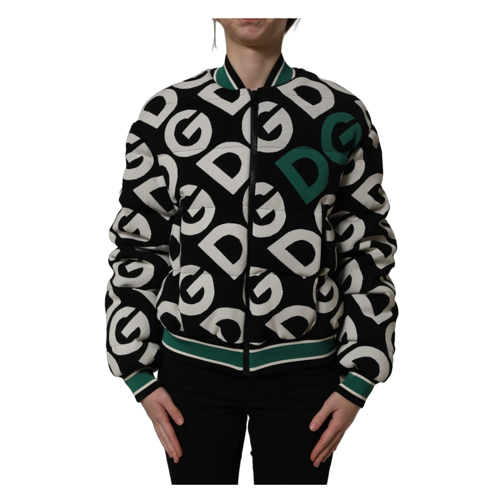 Dolce & Gabbana Multicolor Logo Full Zip Bomber Jacket - Female - Bomber Jackets - Xl - Jackets