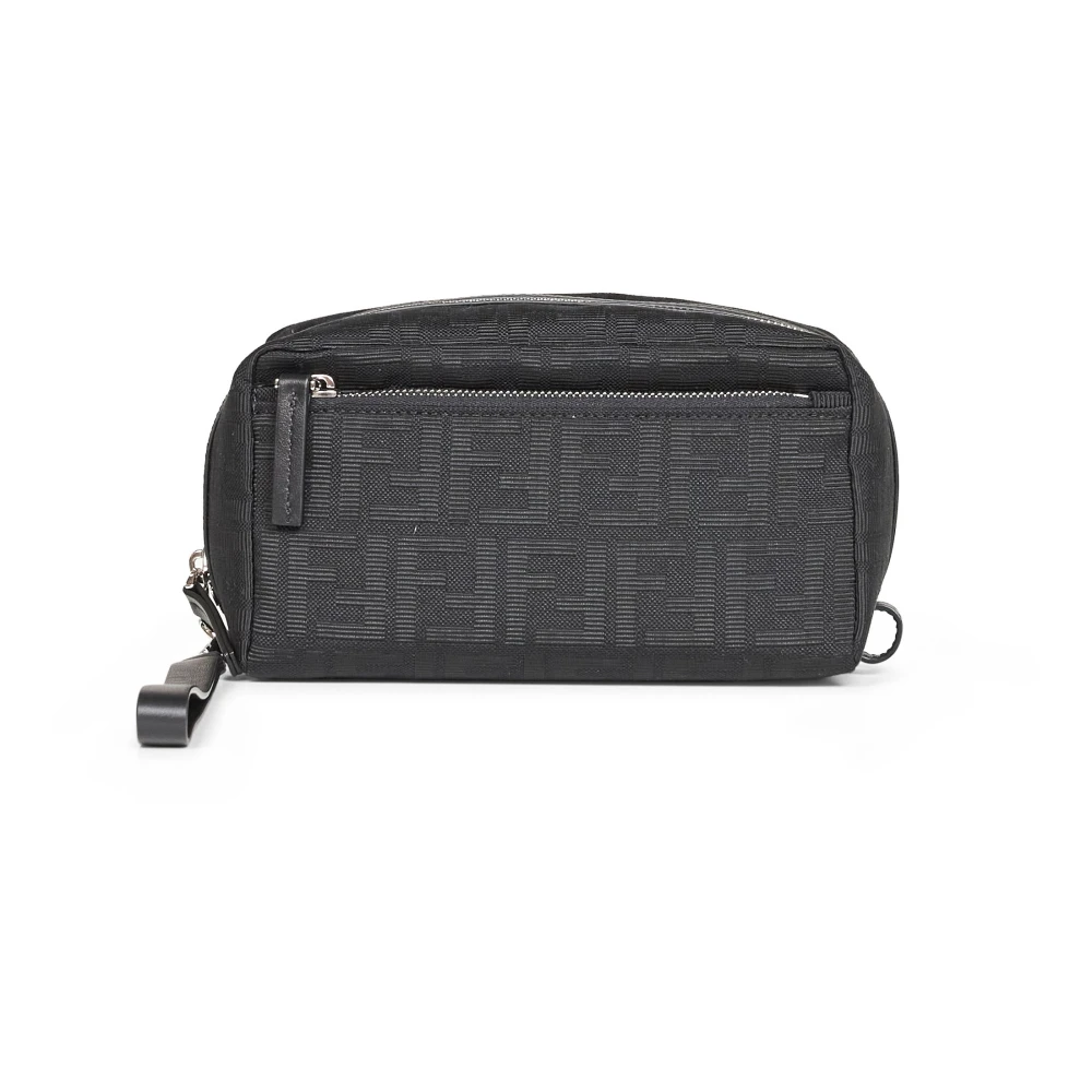 Fendi , Toilet Bags, Male, Black, One Size, Double Zip Pouch Small