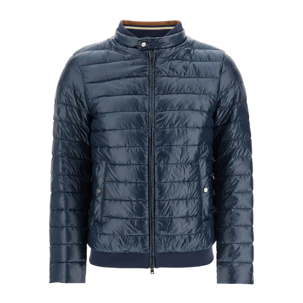 Herno Gewatteerd Lichtgewicht Donsjack met Hoge Kraag Blue Heren