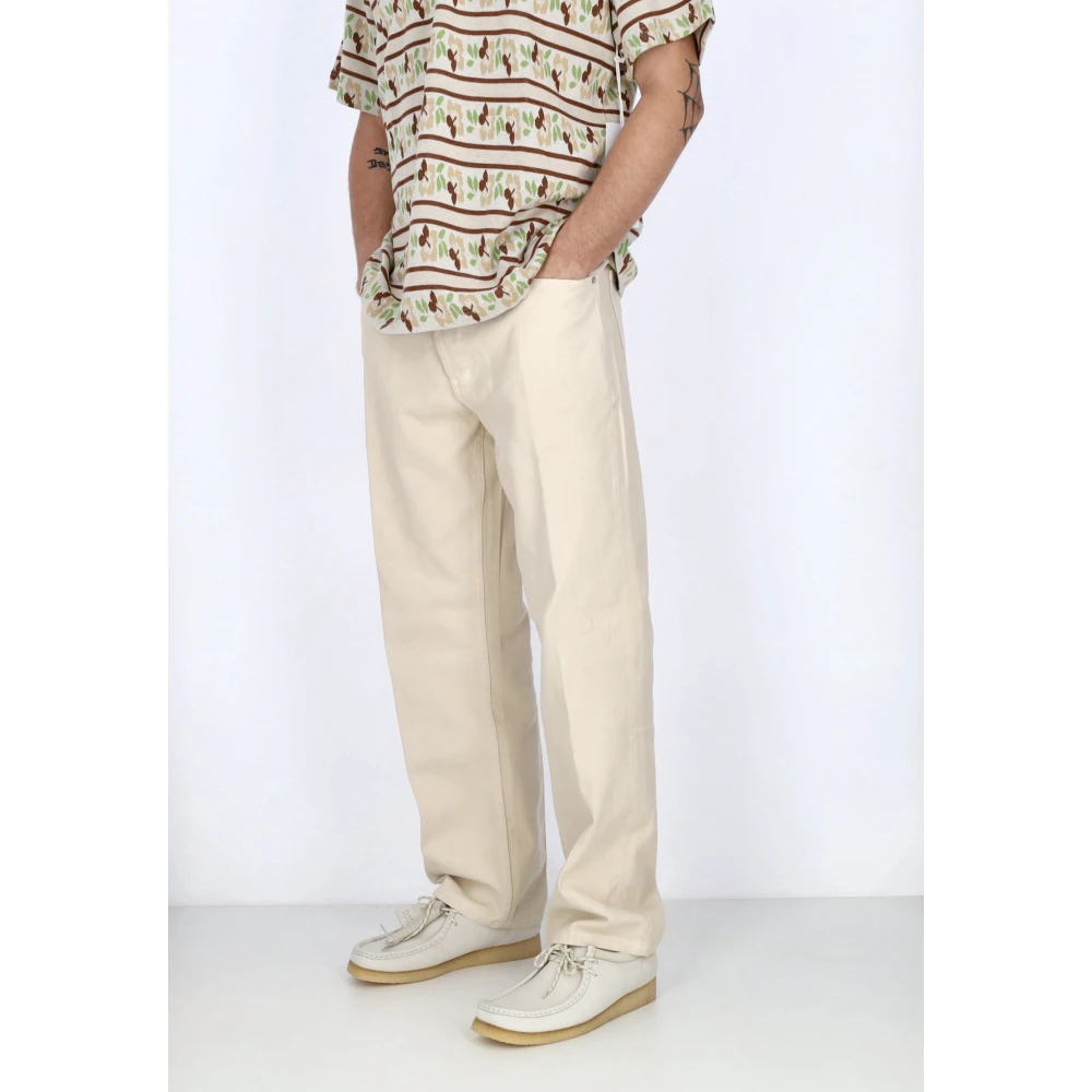Obey Denim Loose Fit Straight Leg Jeans Beige Heren