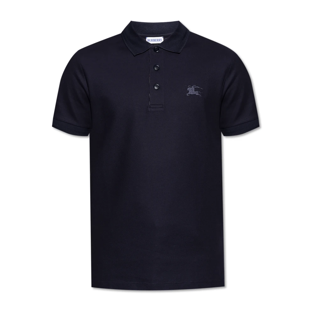Burberry Men's Blue Polo Shirts, L, Polo With Embroidered Logo