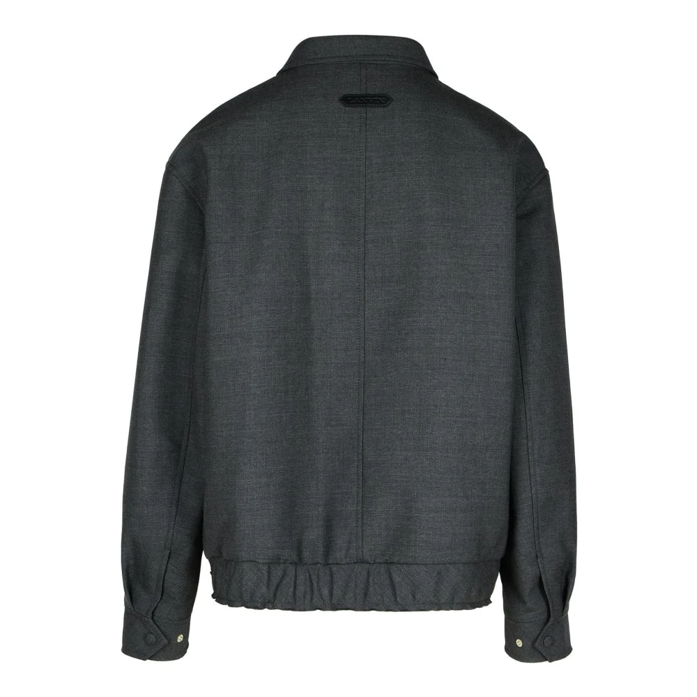 Lanvin Grijze Wollen Puntkraagjas Gray Heren