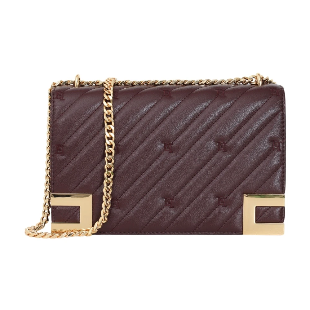 Elisabetta Franchi Bordeaux Schoudertas Gewatteerde Collectie Brown Dames