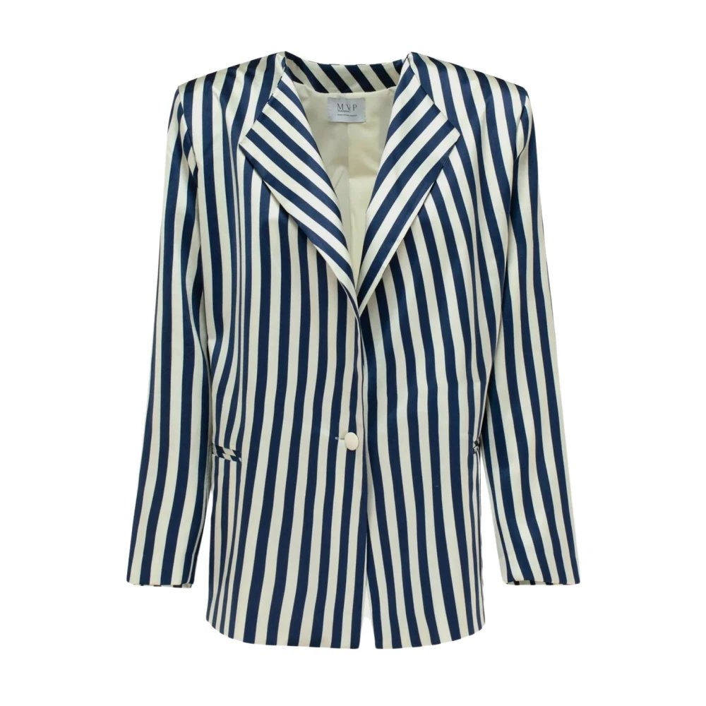 MVP wardrobe Gestreepte jas Regular fit Knoopsluiting Multicolor Dames