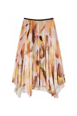 orange-rose-leaf-print-pleated-skirt