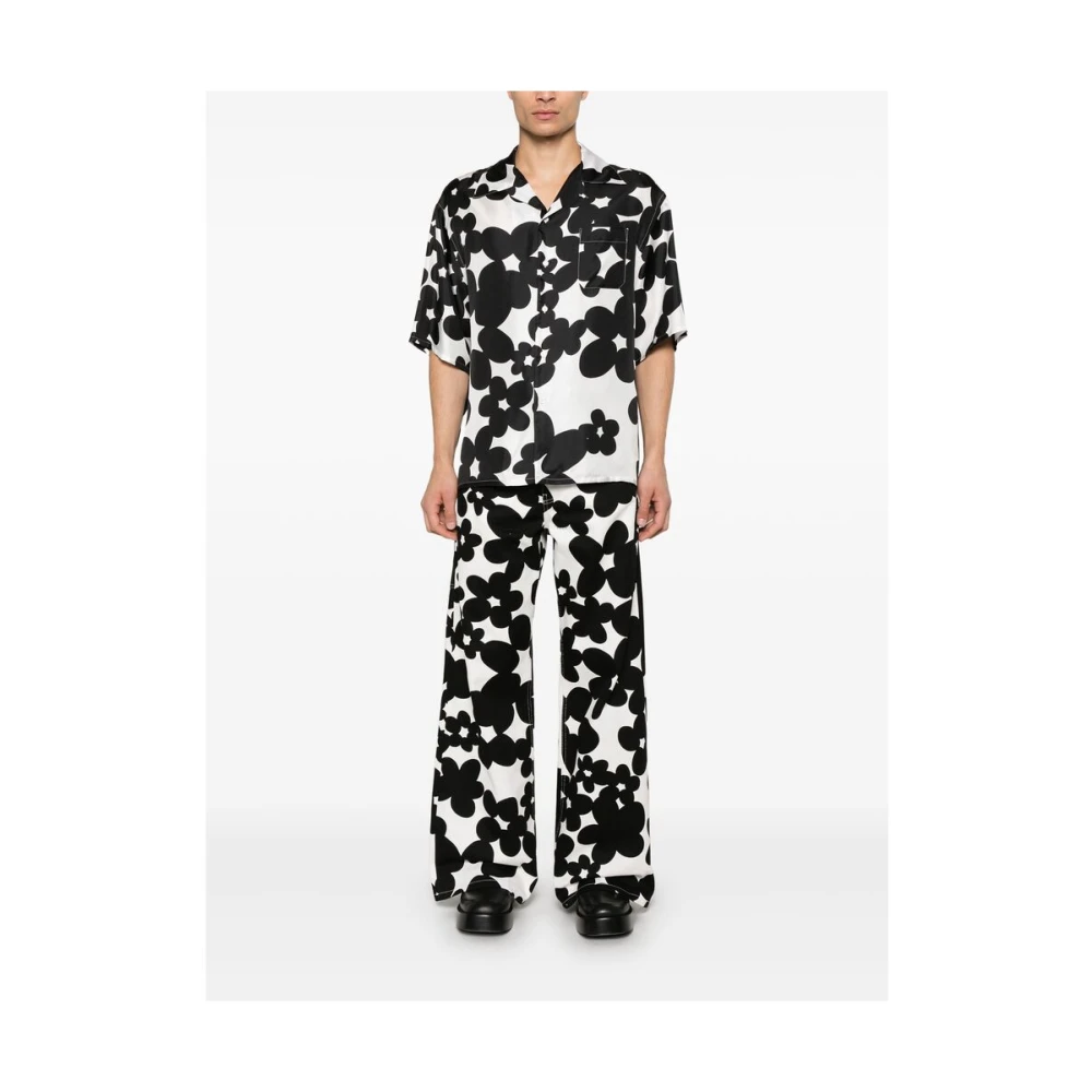 Marni Bloemenprint Wijde Pijp Broek Black Heren
