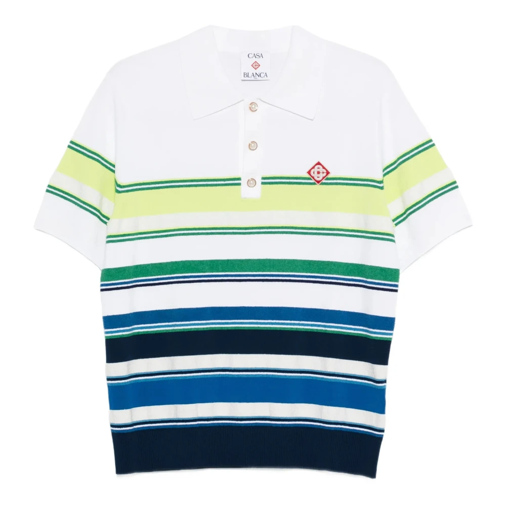 Casablanca Striped Polo Shirt - Male - Polo Shirts - Multicolor - S - Tops