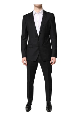 Svart Ull Slim Fit Kostym
