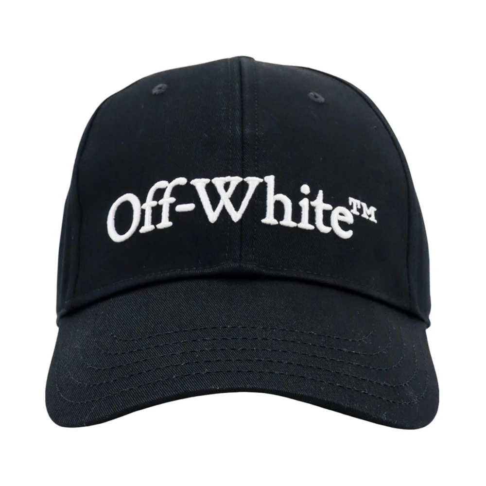 Off White Svart Broderad Logotyp Bomullsmössa Black, Herr