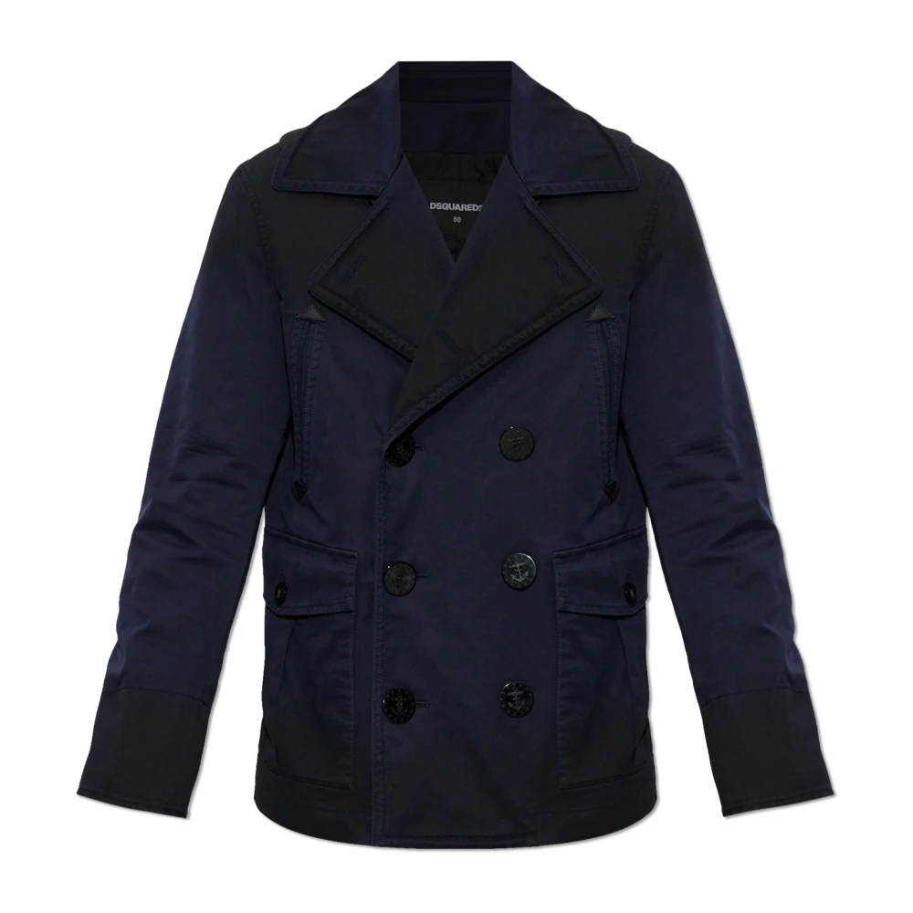 Dsquared2 Uomo Blu - Double-Breasted Coat - Coats - Xl