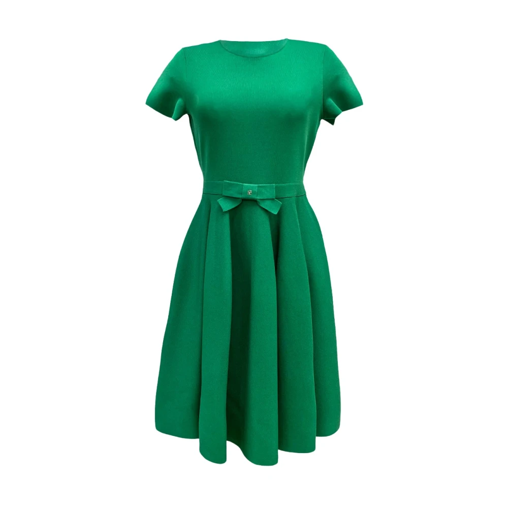 Carolina Herrera Groene Jacquard Jurk met Strik Green Dames