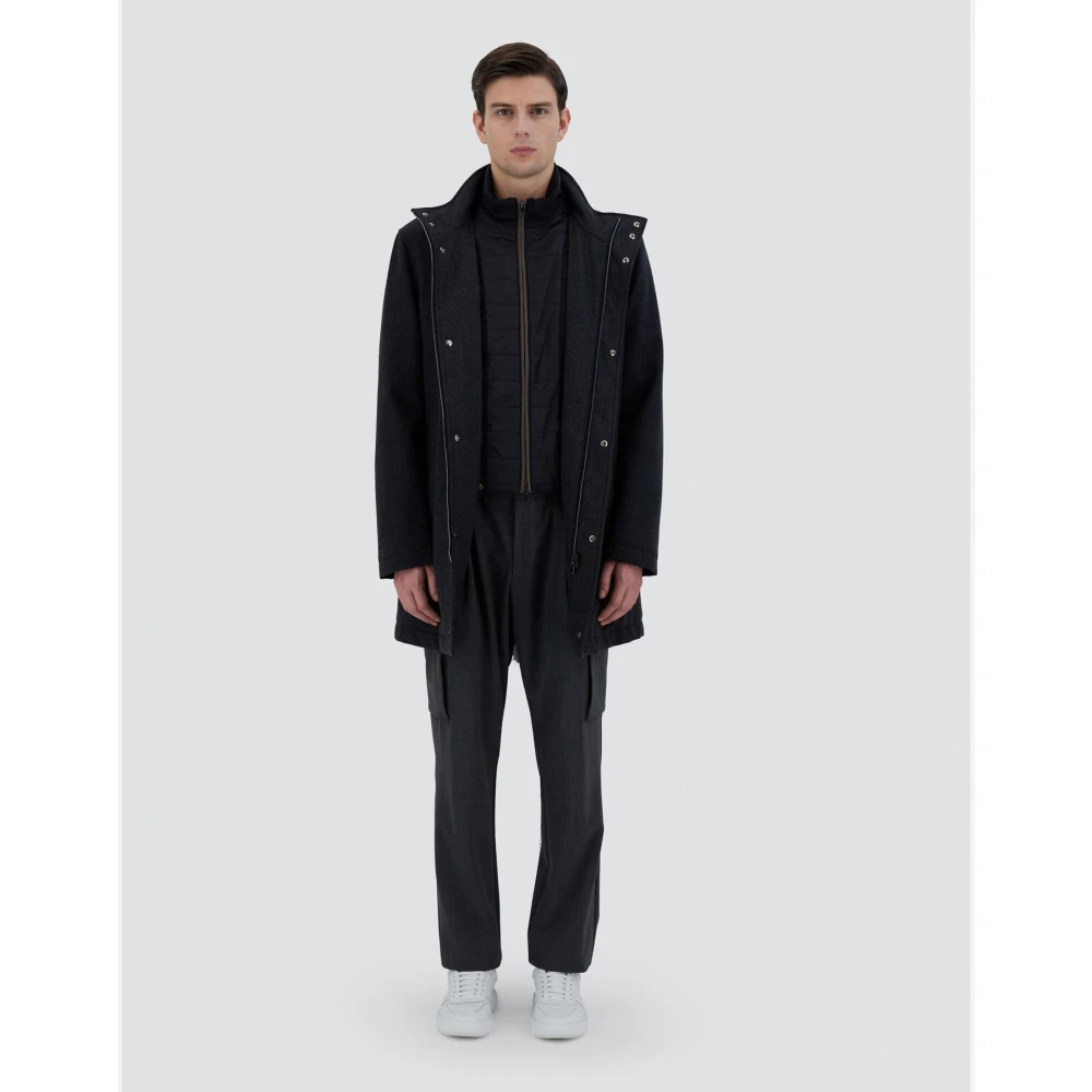 Herno Tweed wollen carcoat Black Heren