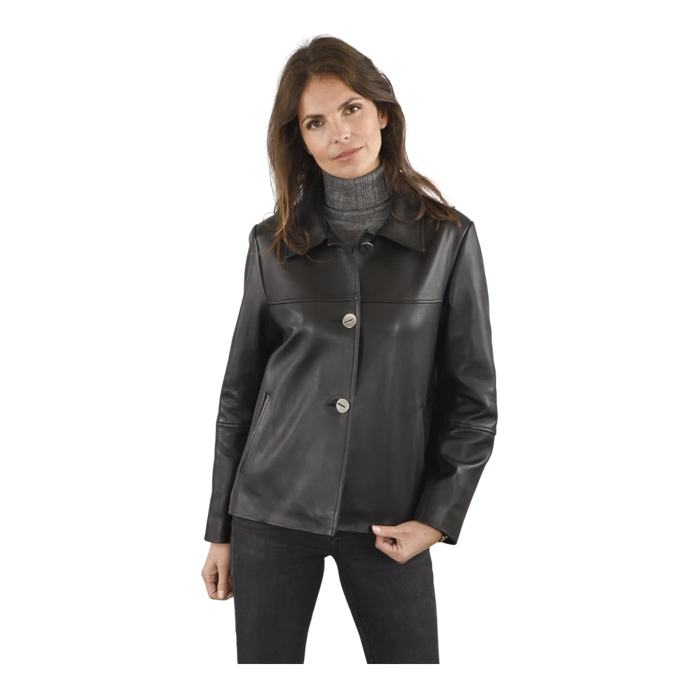 La Canadienne Zwarte leren comfortvest Black Dames