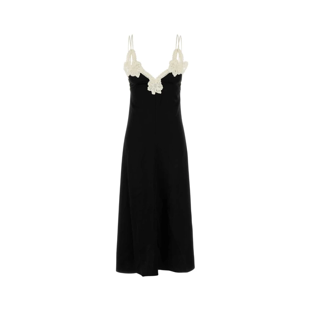 Jil Sander Elegante Zwarte Satijnen Jurk Black Dames
