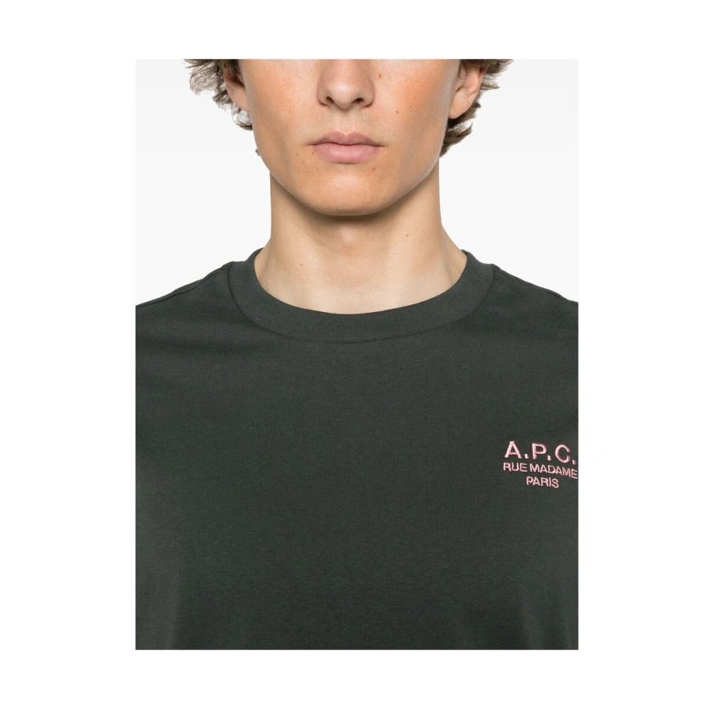 A.p.c. Geborduurd Logo Crew Neck T-shirt Gray Heren