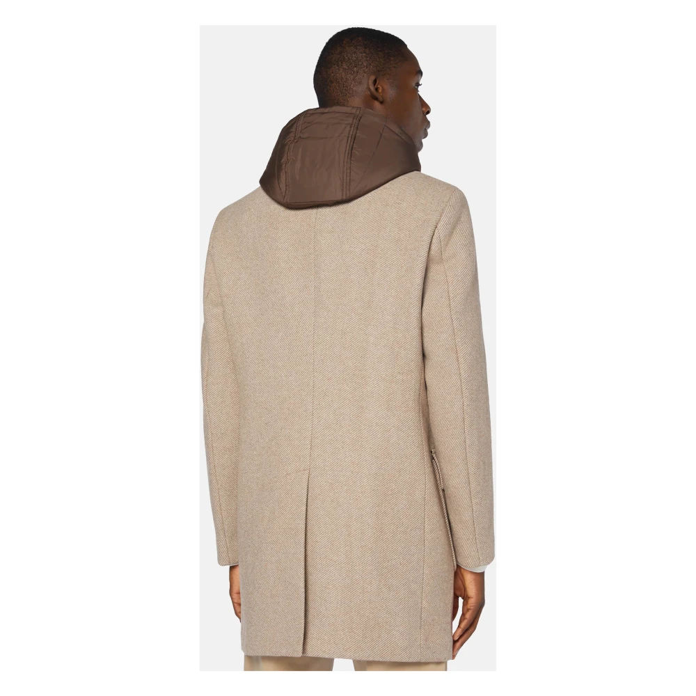 Boggi Milano Wollen jas met capuchon en bib Beige Heren