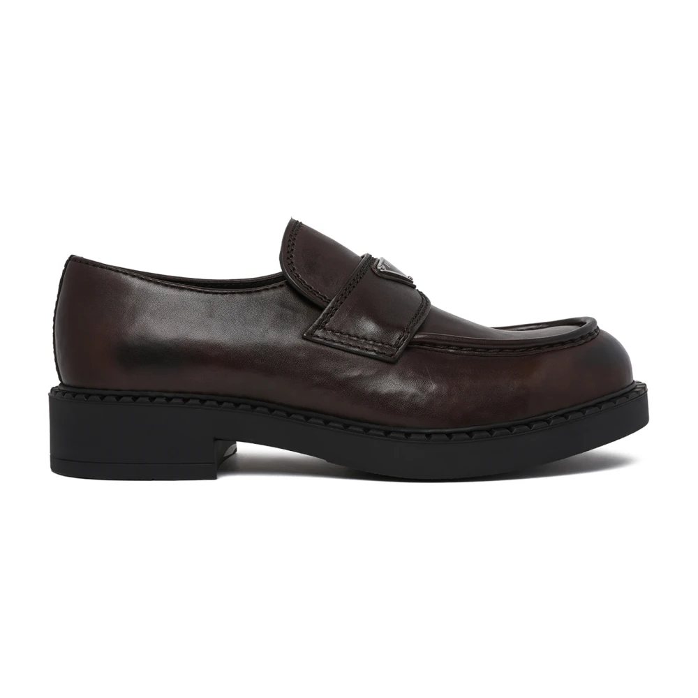 Prada , Loafers, Male, Brown, 9 Uk, Leather Penny Loafers