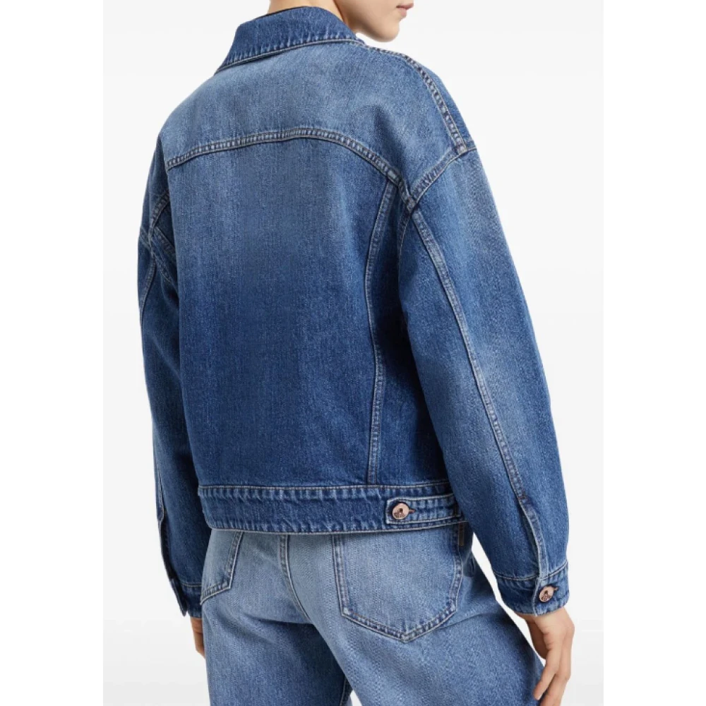 BRUNELLO CUCINELLI Blauwe Denim Jack Klassieke Stijl Blue Dames