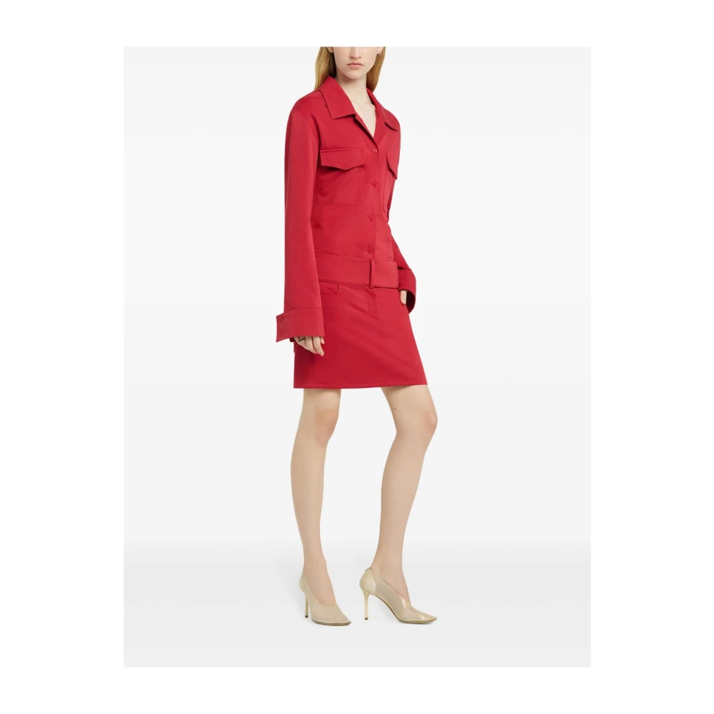 Courrèges Rode Katoenen Shirt met Klepzakken Red Dames