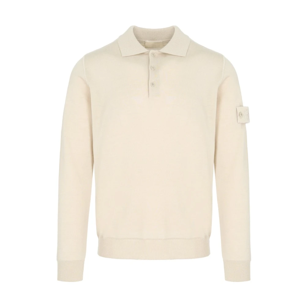 Stone Island Beige Polo Shirts, Male, Xl, Knitted Polo