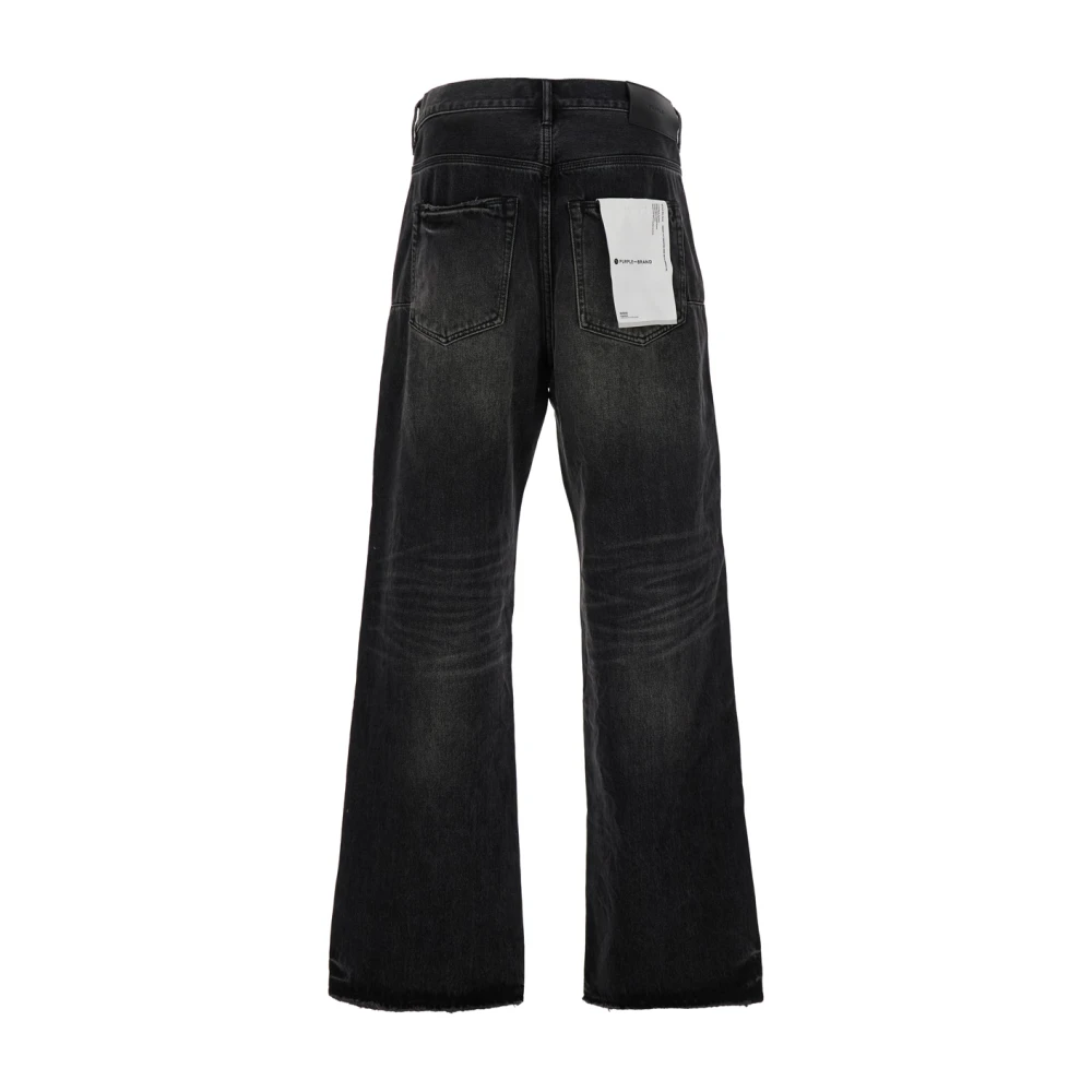 Purple Brand Gescheurde Zwarte Jeans met Logopatch Black Heren