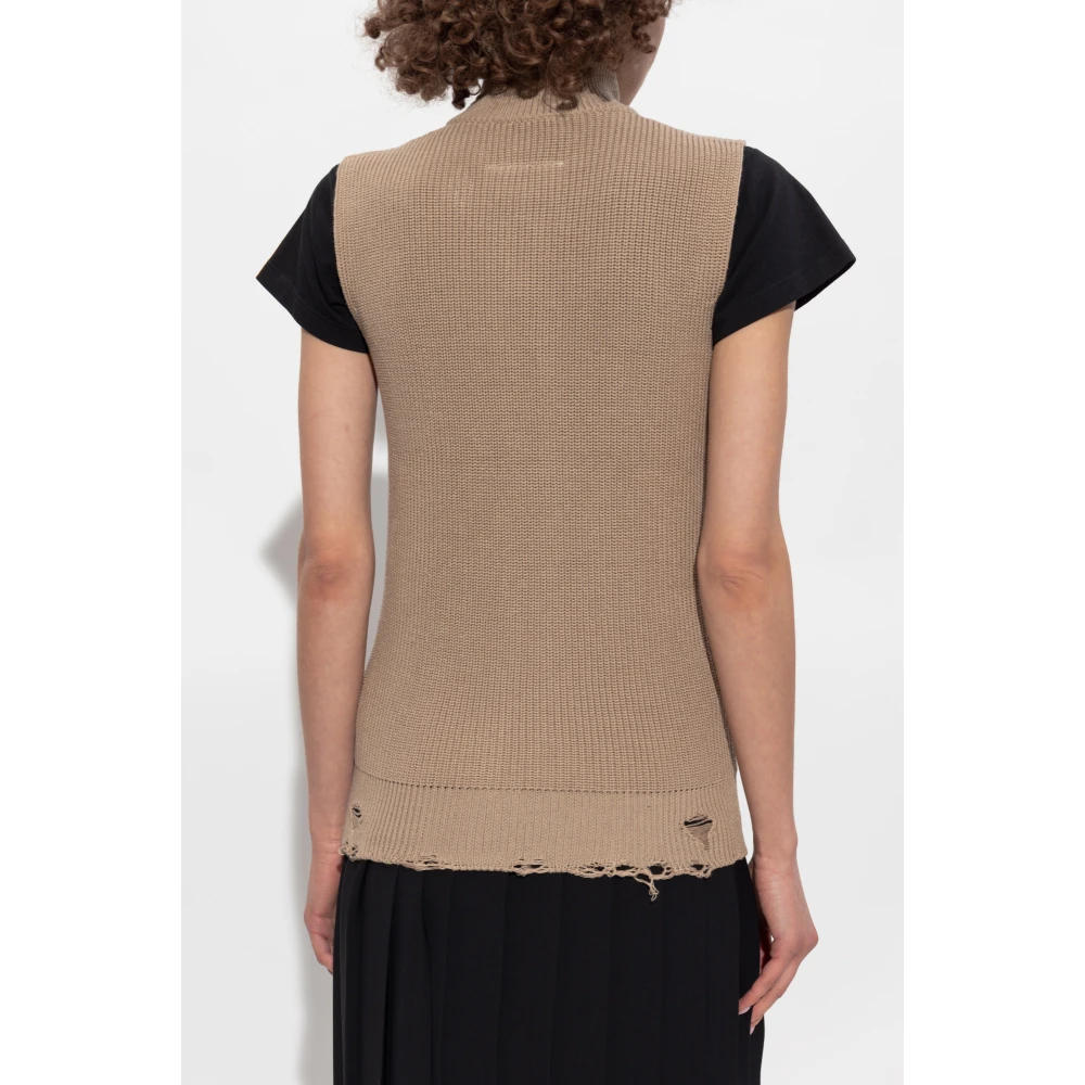 MM6 Maison Margiela Logo Vest Beige Dames